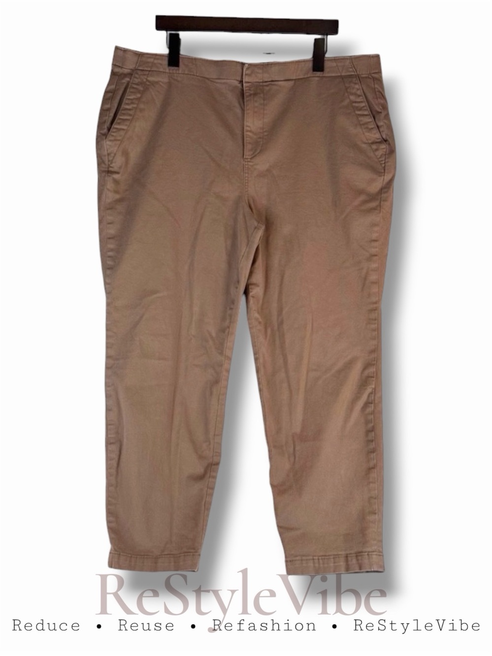 TORRID Women’s Size 20R Pants Khakis Brown Ankle Flat Front Elastic Waistband